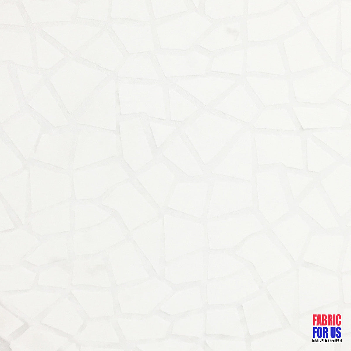 Tumbled Big Pebble Design Mesh White Polyester Fabric - White Pebble Pattern, 58" Width