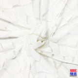 Tumbled Big Pebble Design Mesh White Polyester Fabric - White Pebble Pattern, 58" Width
