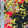 Paisley Floral Renaissance Stretch Poly-Spandex Fabric - Paisley Floral Renaissance Print, Royal Blue/Black, Red/Black, 58"/60" Width