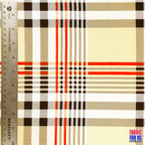 Plaid Tartan Design Taupe Color Poly Spandex Stretch Fabric - Taupe Light Beige Plaid Tartan, 58"/60" Width