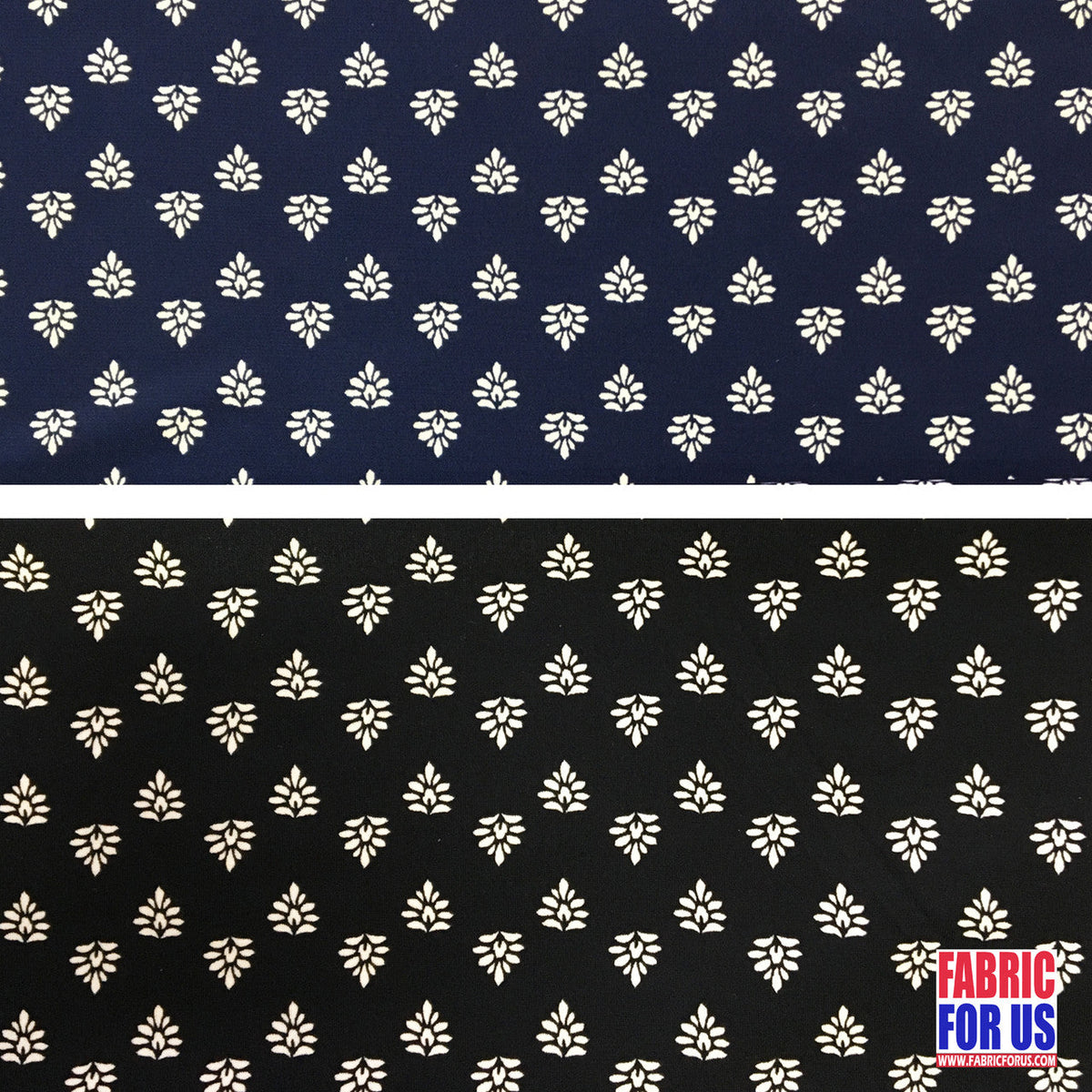 ITY Print Micro Floral Poly-Spandex Stretch Fabric - Navy & Black Micro Floral, 58"-60" Width