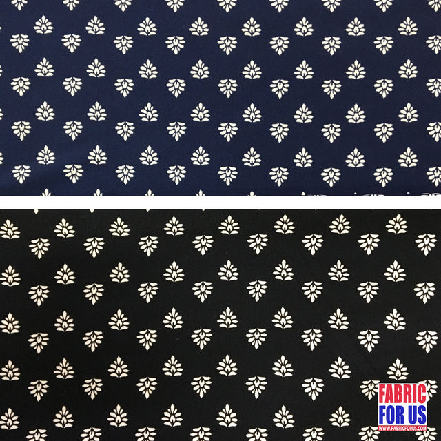 ITY Print Micro Floral Poly-Spandex Stretch Fabric - Navy & Black Micro Floral, 58"-60" Width