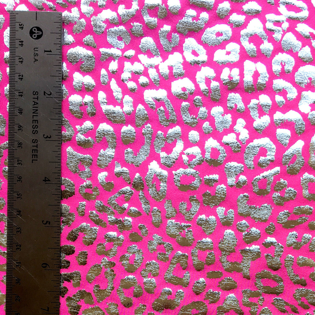 Leopard Reflective Stretch Nylon Spandex Fabric - Leopard Spot Design, Black, 58/60" Width