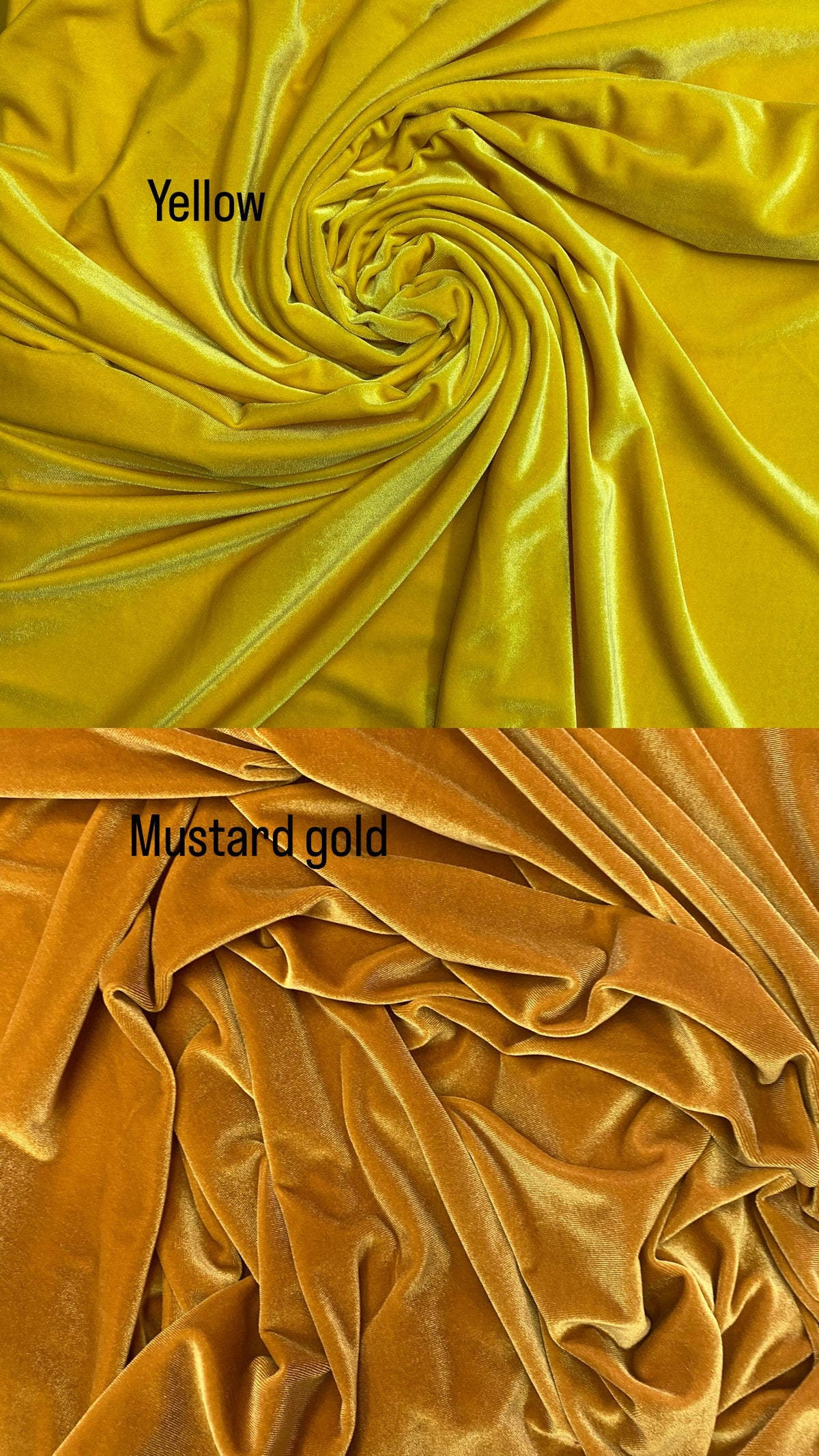 Mustard Gold Stretch Velvet Fabric - Mustard Gold, Solid, 58"-60" Width (1 Yard)