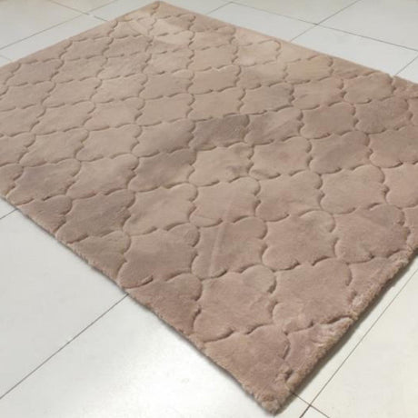 Soft Cozy Fuzzy Faux Fur Brown Clover Pattern Carpet/Rug for Modern Home Décor