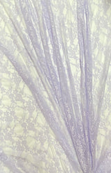 Lavender Stretch Lace Nylon Spandex Fabric - Shimmery Floral Lace, Lavender, 58/60" Width (1 Yard)
