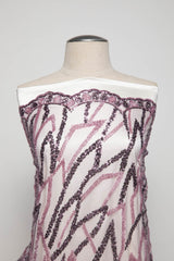 1 Yard Tulle Lace Fabric Embroidered with Sequins and Stylish Design, 52" Wide