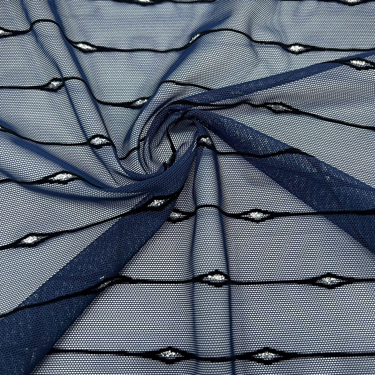 1 Yard Linear Flocked Stretch Mesh Fabric 54" Usable Width, 4-Way Stretch