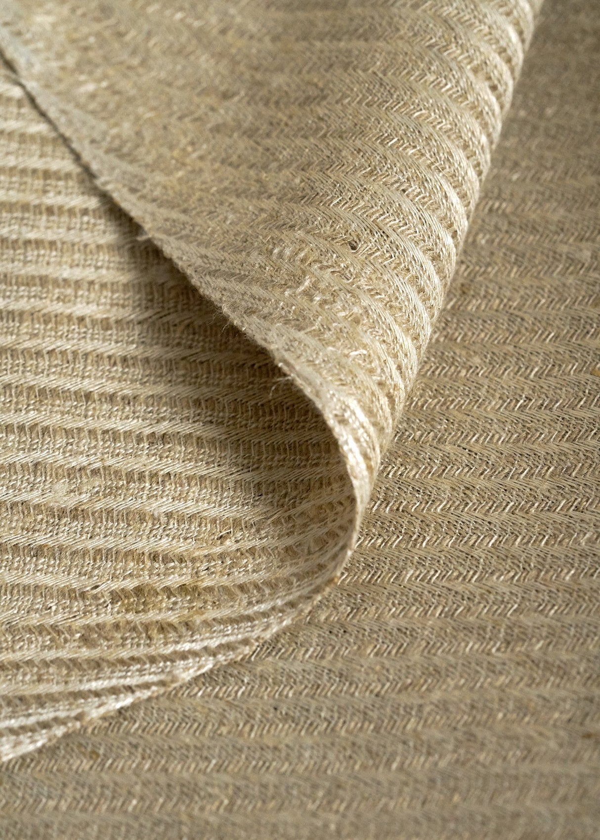 1 Yard Linen Rayon Yarn Dyed Jacquard Fabric Natural Off White 45 Degree Weave 60 Inches Width