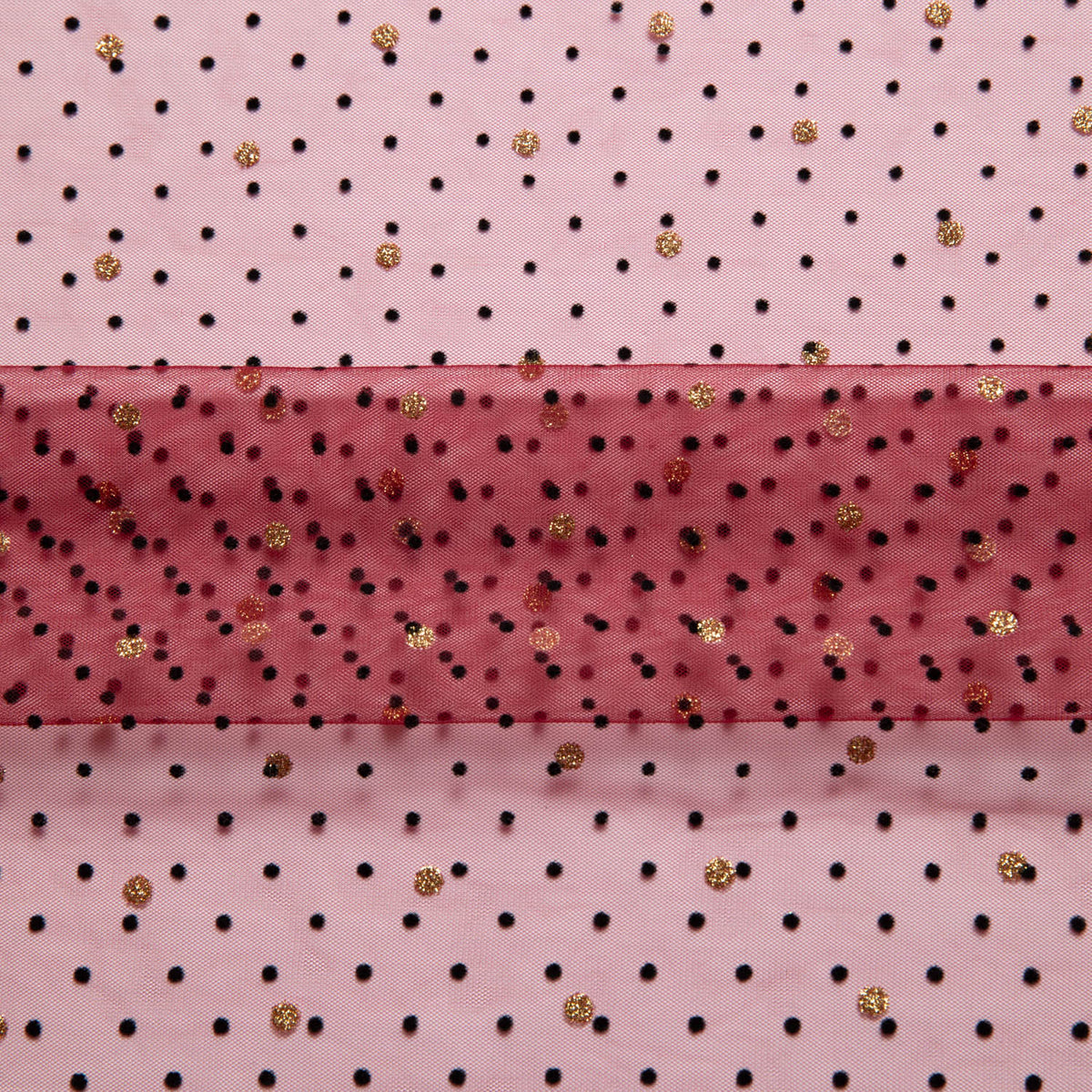 1 Yard Exquisite Mesh Lace Fabric with Dot Flocking & Foil 58/60" Wide