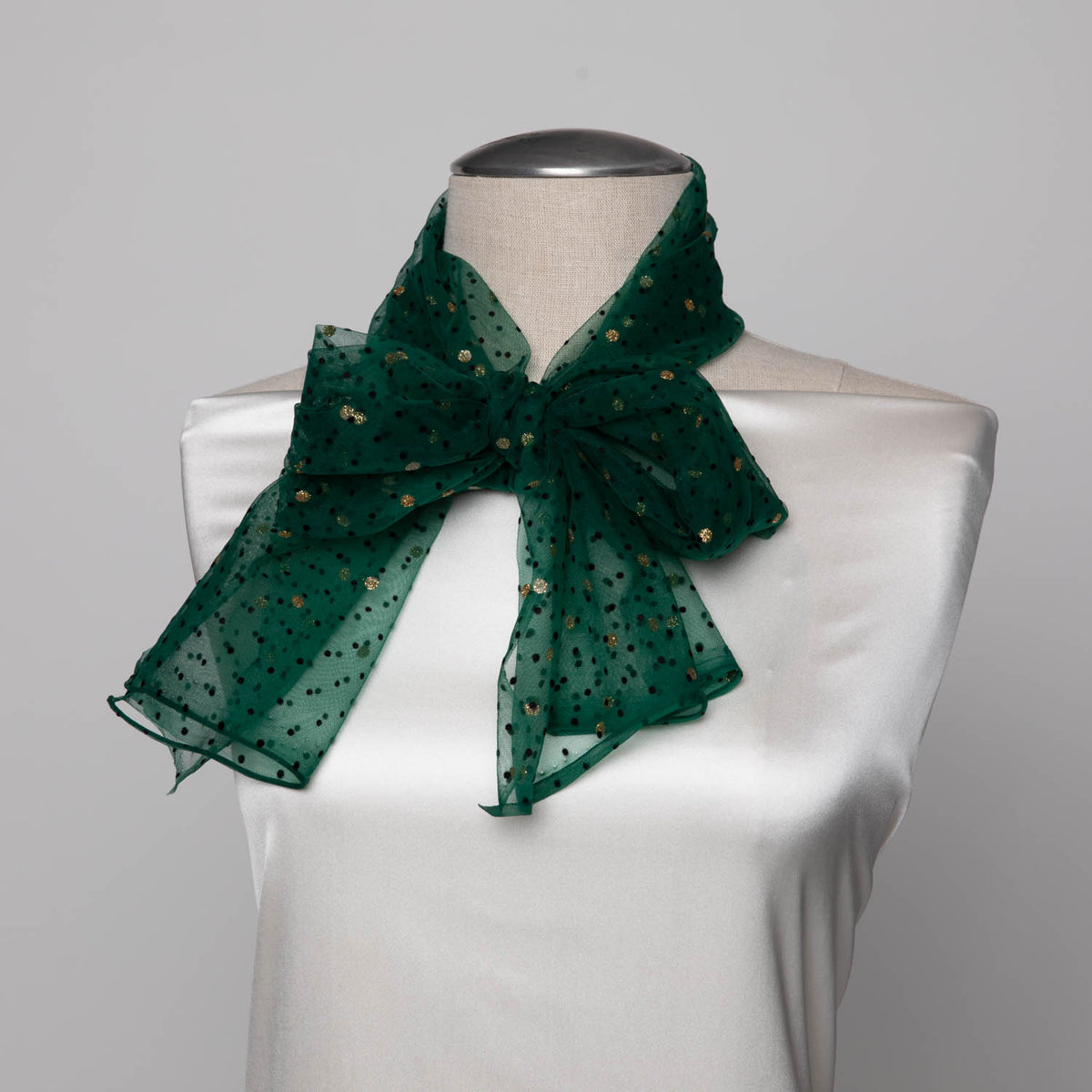 1 Yard Exquisite Mesh Lace Fabric with Dot Flocking & Foil 58/60" Wide