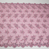 1 Yard Tulle Lace Fabric Embroidered with Beads and Floral Pattern, 52" Wide