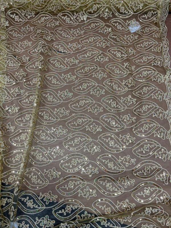 1 Yard Mango Shape Lace Fabric by the Yard with Double Sided Border 54" Width