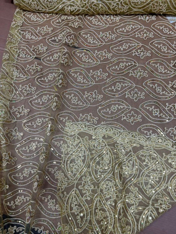 1 Yard Mango Shape Lace Fabric by the Yard with Double Sided Border 54" Width