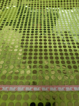 Apple Green 6Mm Shiny Trans On Mechanical Stretch Chiffon Matte Jersey Fabric - Apple Green, Shiny Sequins, 56"-58" Width