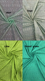 Lime Medium Eyelet Polyester Cotton Fabric - Lime, Small Eyelets, 41"-42" Width