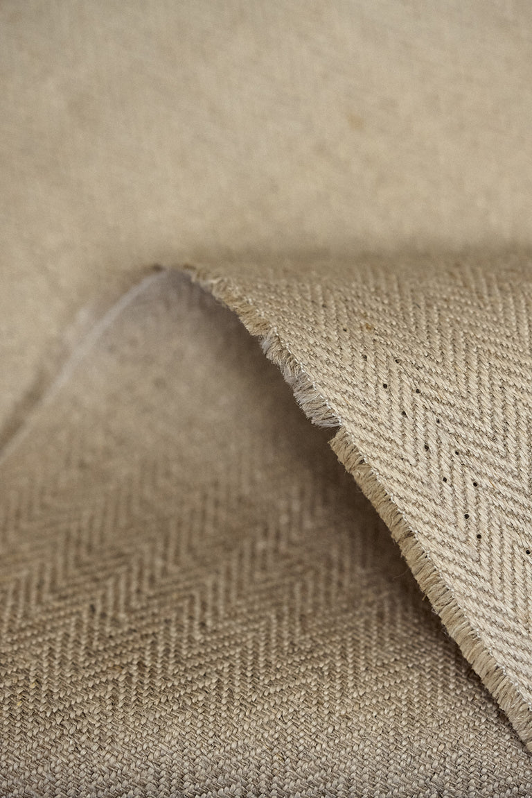1 Yard Premium Natural Irish Linen Herringbone Soft Durable Sewing Fabric 57" Width