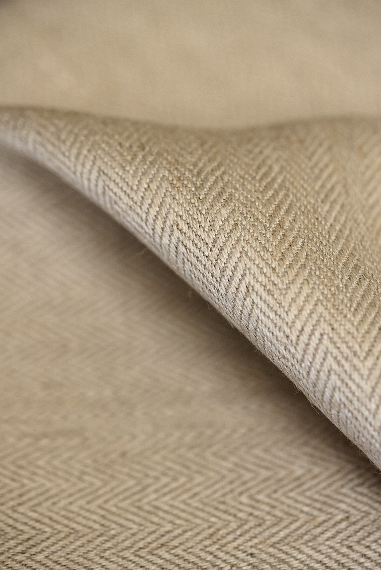 1 Yard Premium Natural Irish Linen Herringbone Soft Durable Sewing Fabric 57" Width