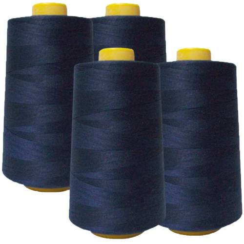 4 Pack of 6000 Yard Navy Spools Sewing Thread 24,000 Yards Total All Purpose