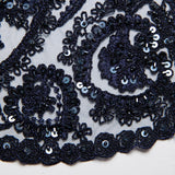 1 Yard Tulle Lace Fabric Embroidered with Sequins and Intricate Floral Pattern, 52" Wide