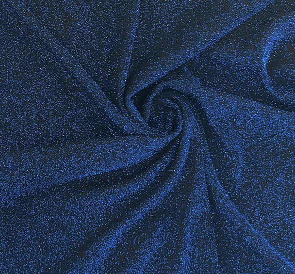 Black/Royal Nylon with Lurex Fabric Wide Sparkly Stretch Apparel 1 Yard