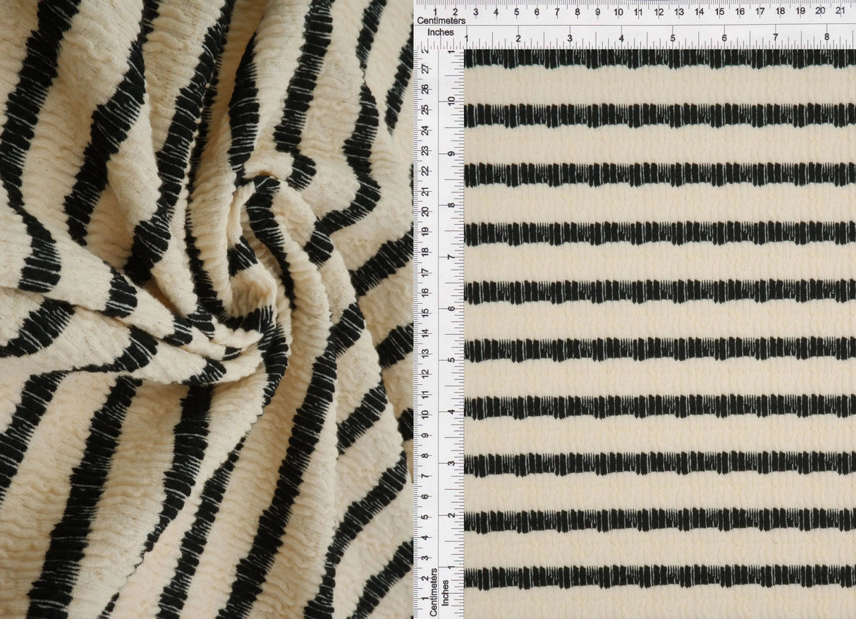 1 Yard Bubble Jacquard Stripe Fabric 230 GSM Polyester Spandex Blend 54/55" Width