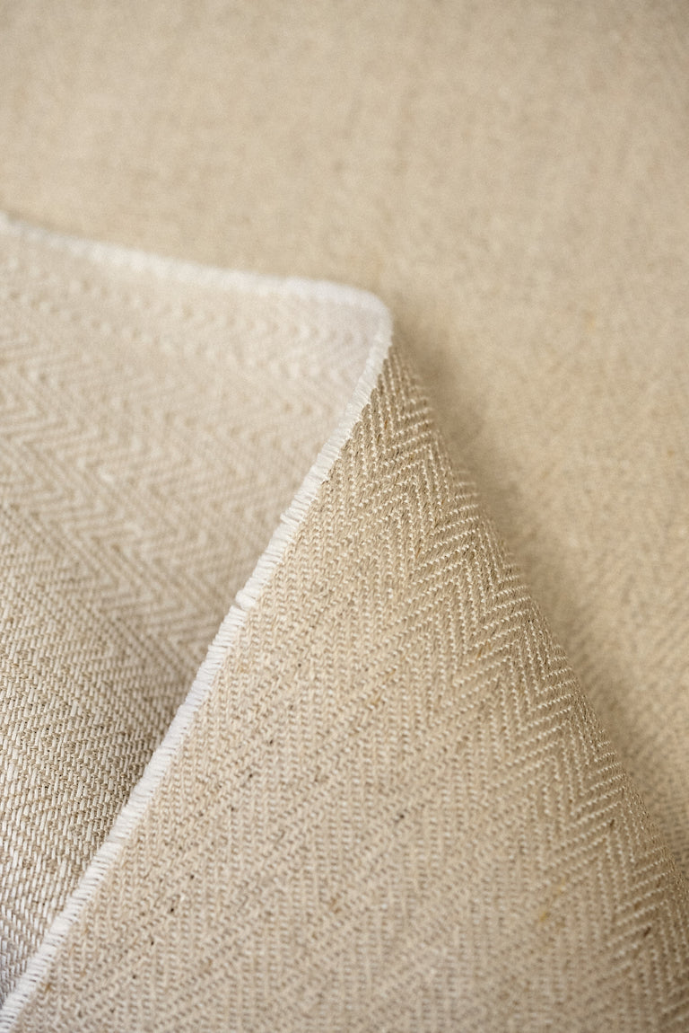 1 Yard Oatmeal Irish Linen Herringbone Natural Craft Home Decor Fabric 57" Width