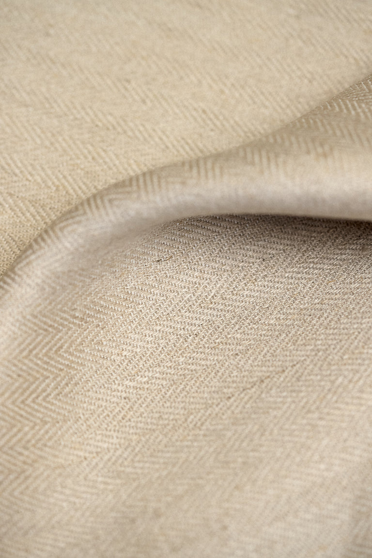 1 Yard Oatmeal Irish Linen Herringbone Natural Craft Home Decor Fabric 57" Width