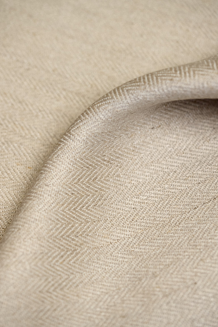 1 Yard Oatmeal Irish Linen Herringbone Natural Craft Home Decor Fabric 57" Width
