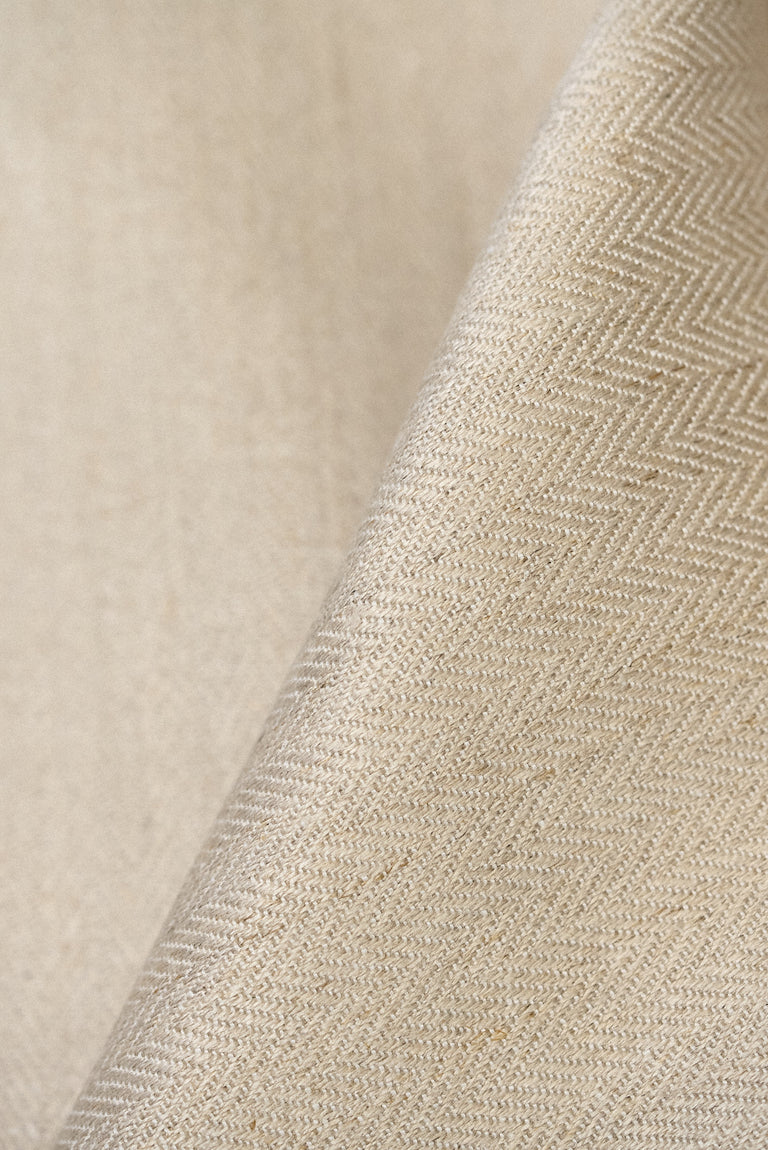 1 Yard Oatmeal Irish Linen Herringbone Natural Craft Home Decor Fabric 57" Width