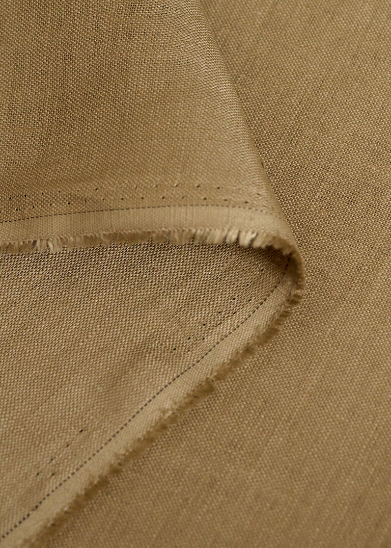 1 Yard Ochre Pure Linen Fabric, Midweight French Yarn Solid 54 Inches Wide