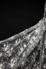 1 Yard Tulle Lace Fabric Embroidered Applique 3D Floral Pattern Delicate Look 52" Wide