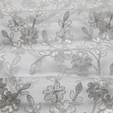 1 Yard Tulle Lace Fabric Embroidered W/Applique with Beautiful 3D Floral Pattern, 52" Wide