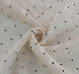1 Yard Beige or Charcoal Clip Dot Chiffon Lightweight Sheer Polyester Fabric for Dresses & Sarees, 57/58" Wide