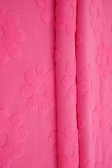 1 Yard Daisy Floral Towel Jacquard Knit Fabric 250 GSM, 58/60'' Wide Polyester Spandex Blend