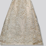 1 Yard Ivory Beaded & Corded Lace Fabric on Polyester Mesh, 51" Wide Embroidered Net Lace for Apparel & Decor