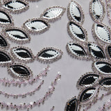 1 Yard Stylish Design Embroidered Tulle Lace Fabric with Sequins 52" Wide Designer Textile