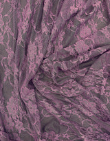 Plum Stretch Lace Nylon Spandex Fabric - Shimmery Floral Lace, 58/60" Width (1 Yard)