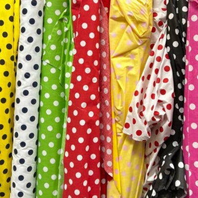 1 Yard Polka Dot Print Poly Cotton Fabric 1 Inch Durable Apparel Material width