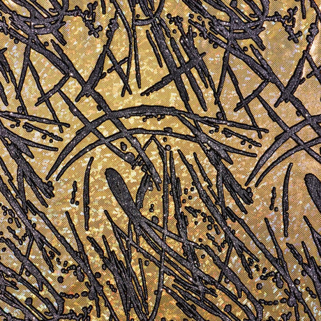1 Yard Shattered Glass Metallic Foil Spandex 80/20 Nylon Stretch Fabric