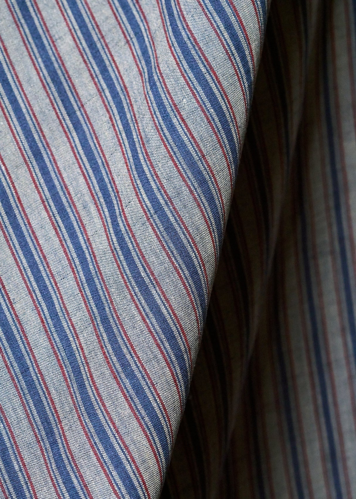 1 Yard Premium Italian Yarn Dyed Linen 3 Tone Stripe Fabric 58" Width