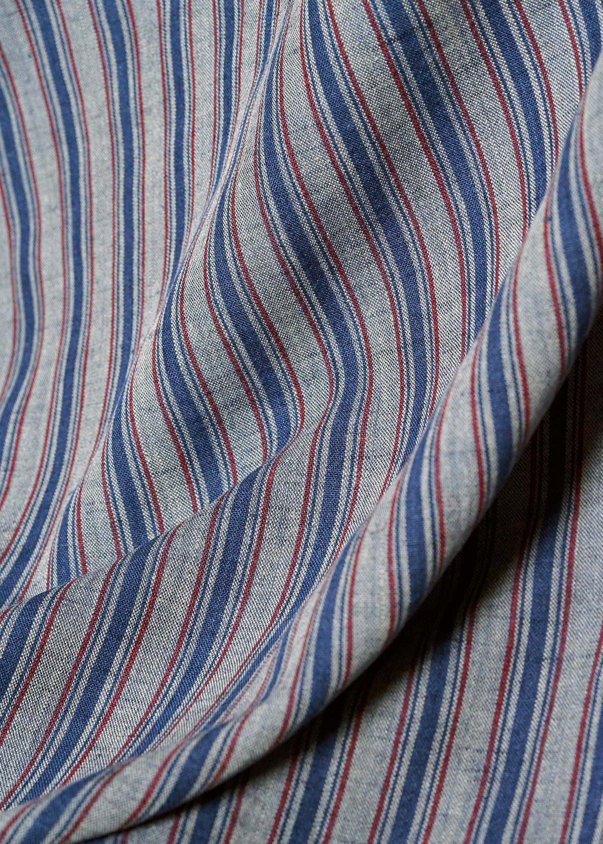 1 Yard Premium Italian Yarn Dyed Linen 3 Tone Stripe Fabric 58" Width