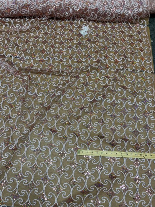 1 Yard Pyramid Lace Fabric by the Yard with Stretch and Sheen 55" Width