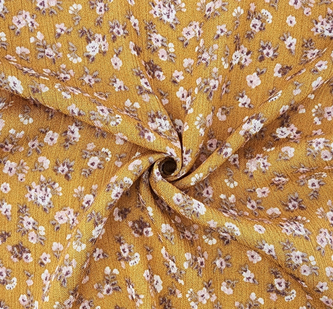 Rayon Crinkle 1DB493 100 Percent Rayon Fabric - Mustard Gold Crinkle Texture, 50/52" Width (1 Yard)
