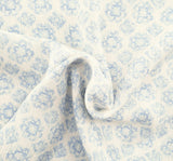 Rayon Crinkle 1D1229 100 Percent Rayon Fabric - Off White/Blue Print, 50/52" Width (1 Yard)