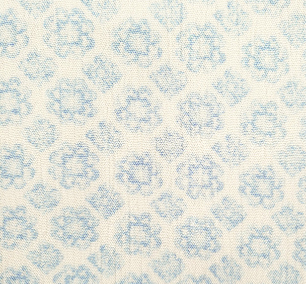 1 Yard Off White Blue Floral Crinkle Rayon Fabric for Sewing Apparel Dresses 50/52 Inch Width
