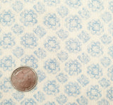1 Yard Off White Blue Floral Crinkle Rayon Fabric for Sewing Apparel Dresses 50/52 Inch Width