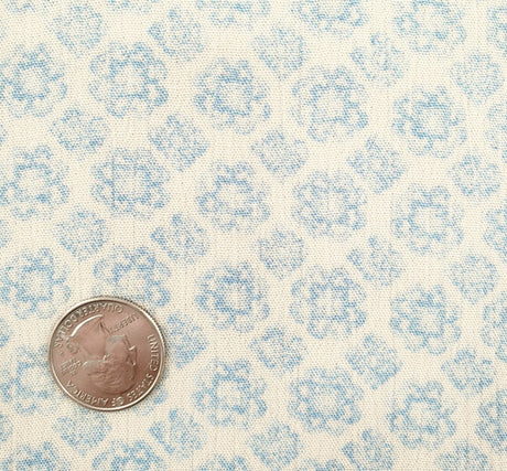 1 Yard Off White Blue Floral Crinkle Rayon Fabric for Sewing Apparel Dresses 50/52 Inch Width