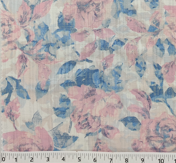1 Yard Sophisticated Blue Rayon Check Jacquard Apparel Fabric 54 Inch Width