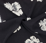 1 Yard Black Off White Rayon Crinkle Apparel Fabric 50/52 inches Width